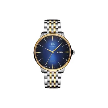 SHANGHAI Automatic Mechanical Movement Stainless Steel Watchband Watch Men's Watches Blue Dial