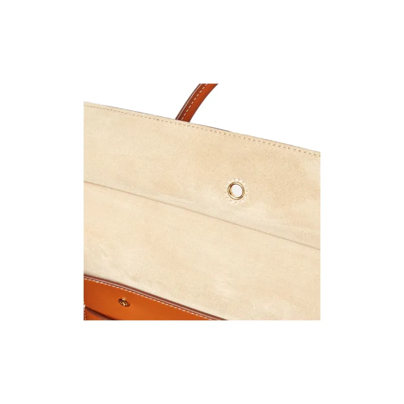 Loro Piana Smooth Calf Leather Handbag Women's Warm Brown Taupe-6