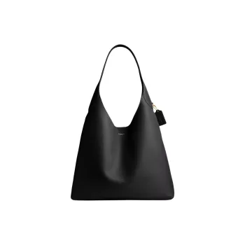 COACH Brooklyn Natural Grain Leather Hobo Bag, Handbag, Shoulder Bag Women's Brass & Black