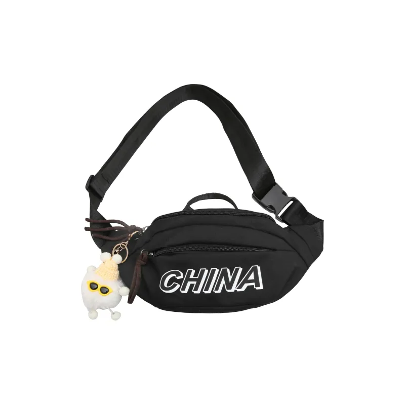 OURFUN Nylon Waist Bag Chest Bag Regular Unisex Ecru/Black/Khaki/Green-3