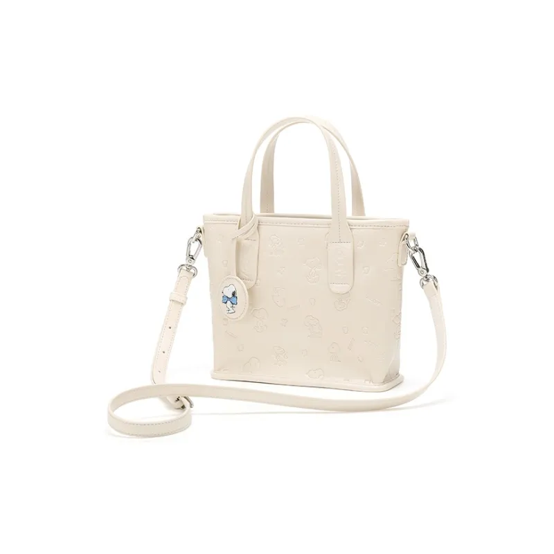 SNOOPY PU Tote Crossbody Handbag Regular Women's Ecru-2