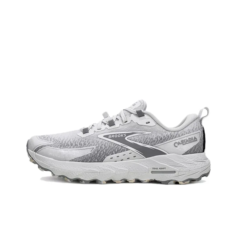 Brooks Cascadia18 Anti-Slip Wear-Resistant Low-Top Running Shoes Men's White Gray-0