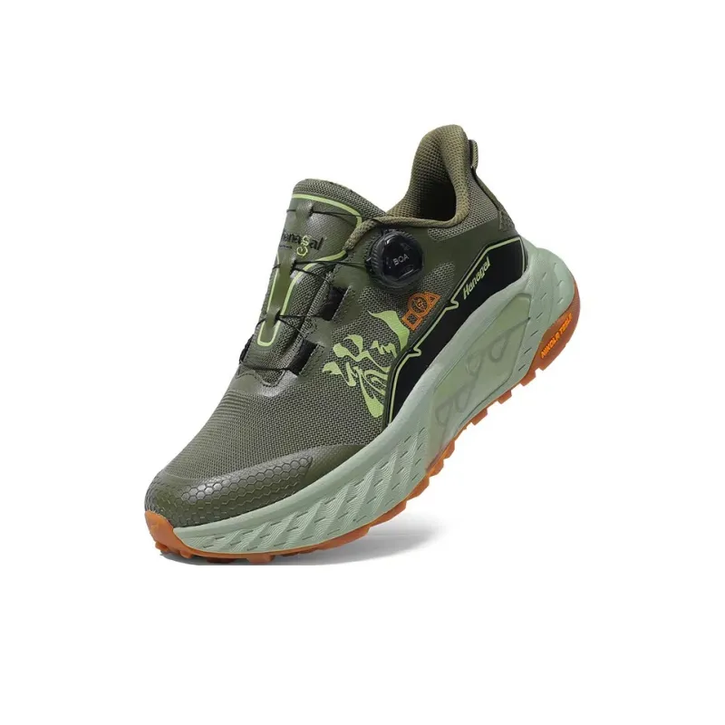 Hungo Flying Swan Cushioned Slip Resistant Breathable Lightweight Height Increasing Low Top Trekking Shoes Unisex Green-2