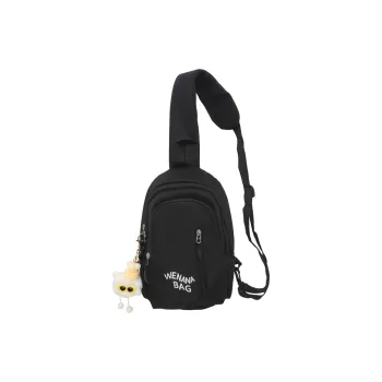 Rainbow Girl Nylon Sling Bag Regular Unisex Black/White Gray/Pink/Gray/White Red