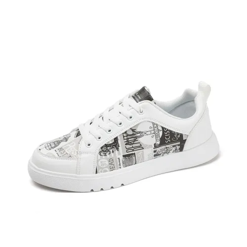 Concubine Beauty Skateboard Shoes Men Low-Top White