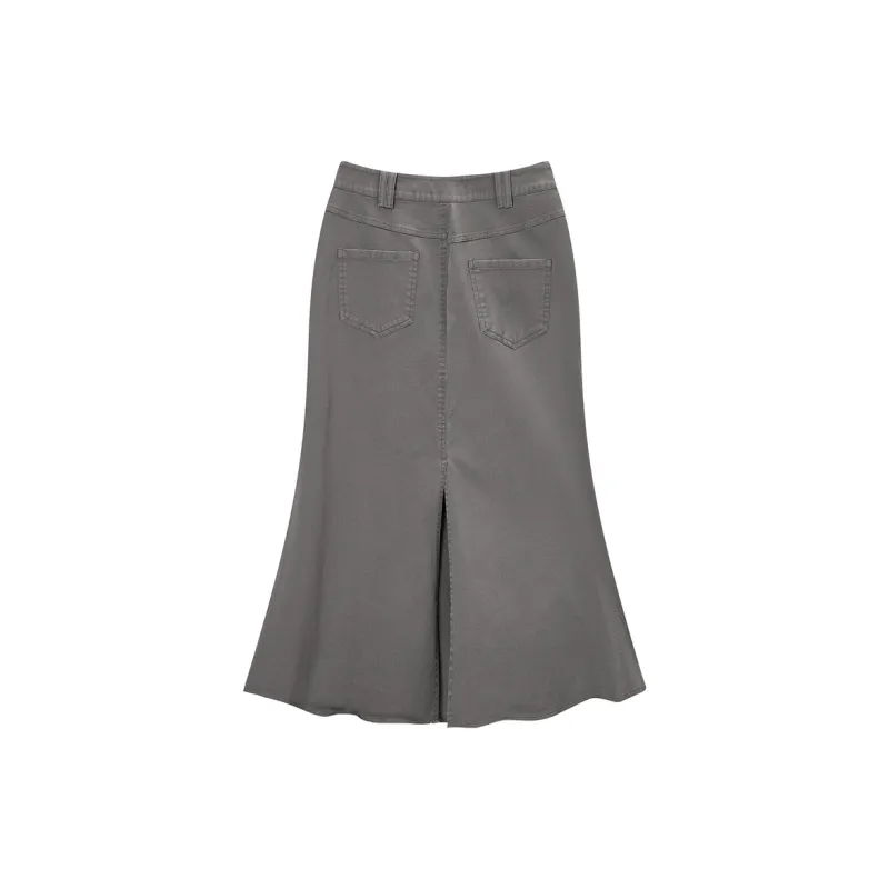 PEACEBIRD Casual Long Skirt Women's Gray-1