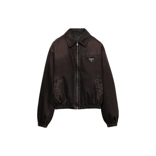 PRADA Denim Jackets Men Dark Brown