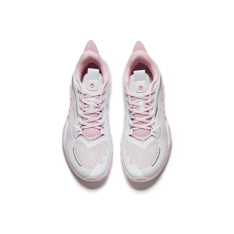 Anta Frenzy 5team V2 Cushioning Wear Resistant Low Top Basketball Shoes Men's White Pink-3