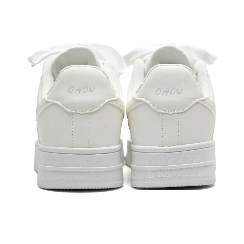 OAOQ Small White Shoes Wear resistant And Lightweight Low Top Skateboard Shoes Unisex White Box-5