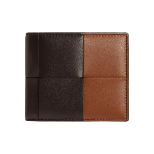 Bottega Veneta CASSETTE Calfskin Wallet Men's Dark Brown & Brown