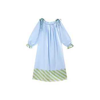 YSO Spring And Fall Season Nightgown Women's Baby Blue