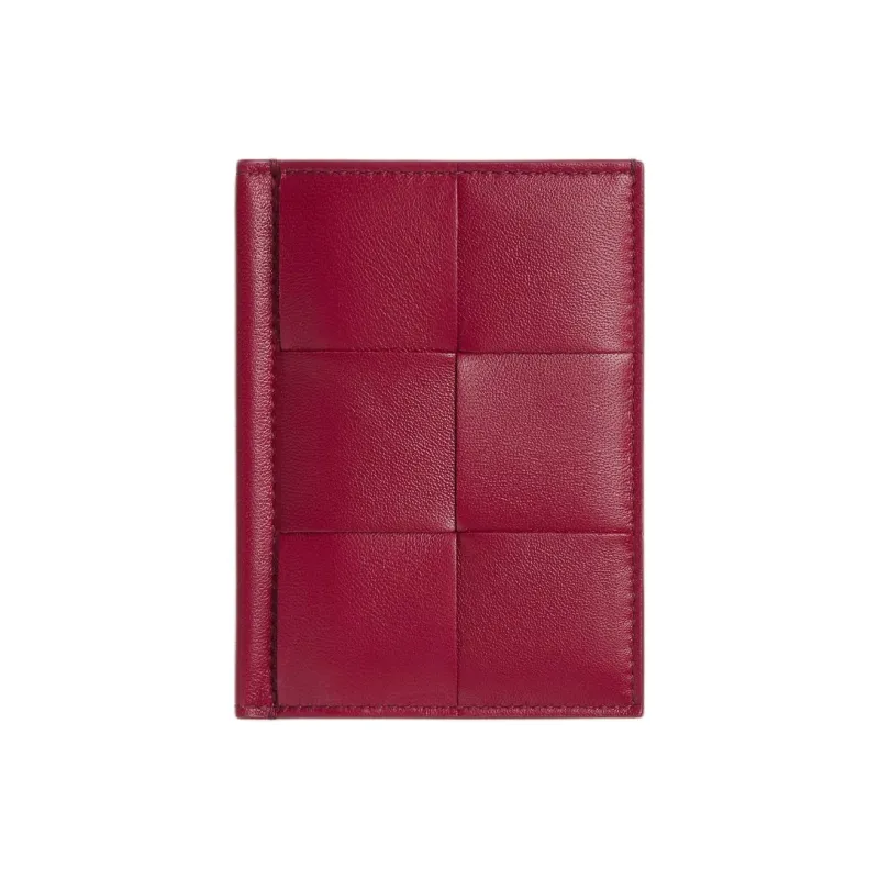 Bottega Veneta Lambskin Card Holder Women's Dark Red & Washed Pink-0