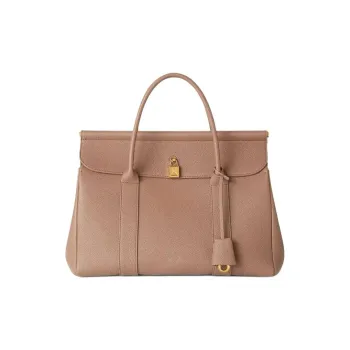 Loro Piana Cow Leather Handbag Women's Red Bean & Sun Gold