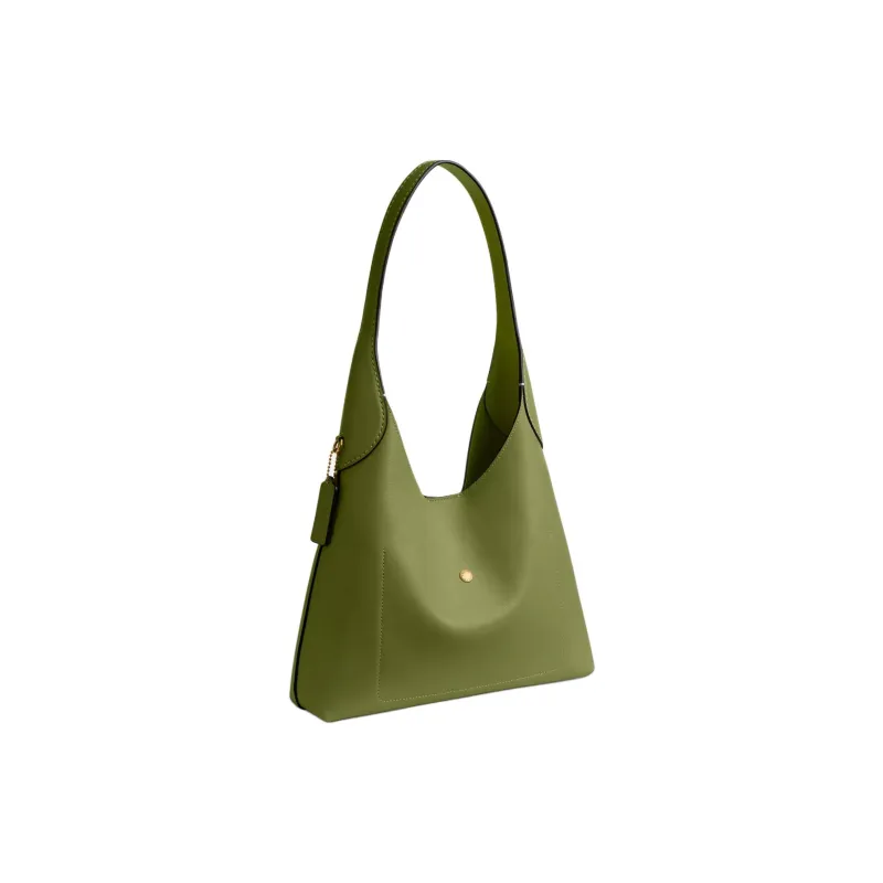 COACH Brooklyn Natural Grain Leather Hobo Bag, Handbag, Shoulder Bag Women's Green-1