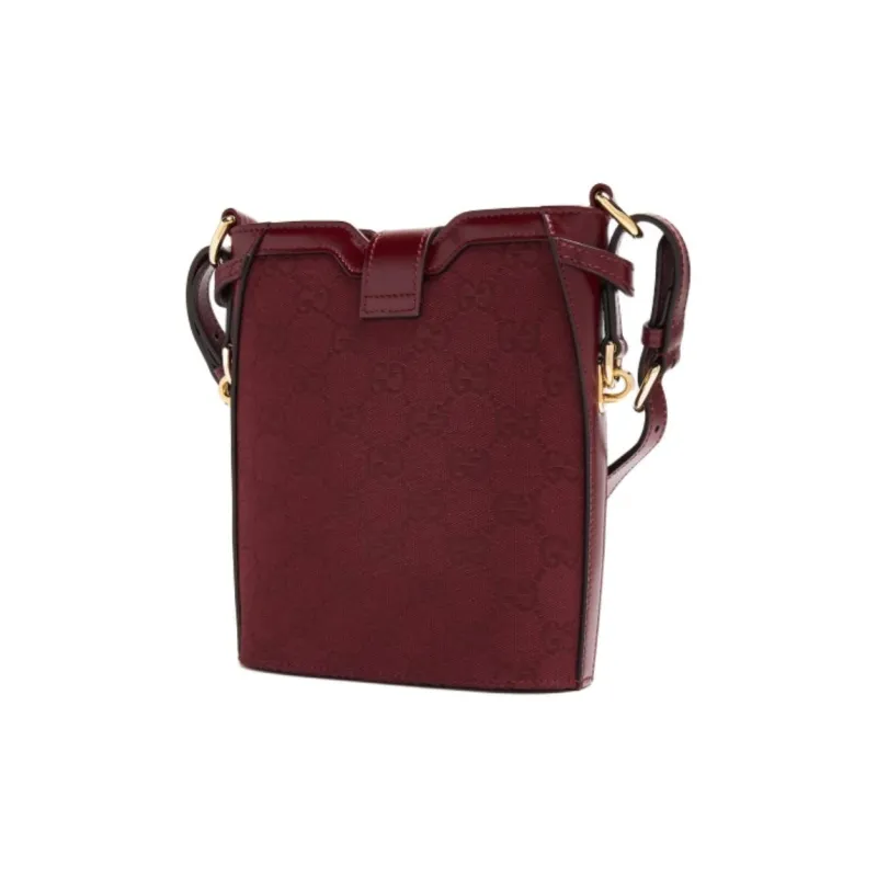 GUCCI Canvas With Leather Bucket Bags Crossbody Bag, Shoulder Bag Women's Red-1