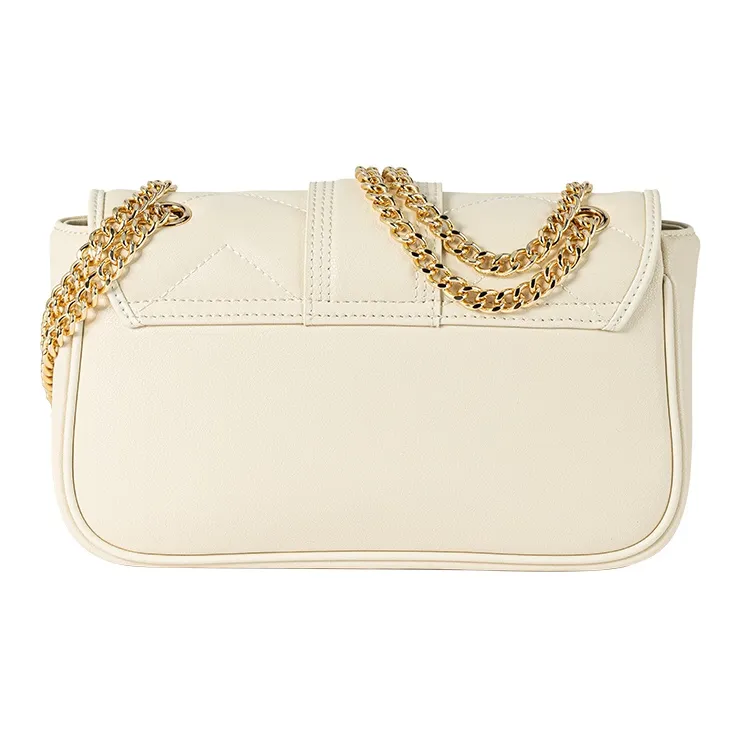 VANESSA HOGAN Brand Twill Design Niche Chain Small Square Bag Women's Ecru/Black-3