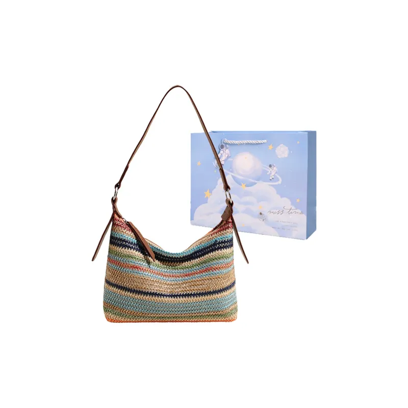 Duoluplo Doron Paul Straw Woven Portable Crossbody Bag, Shoulder Bag Women's Multicolor-7