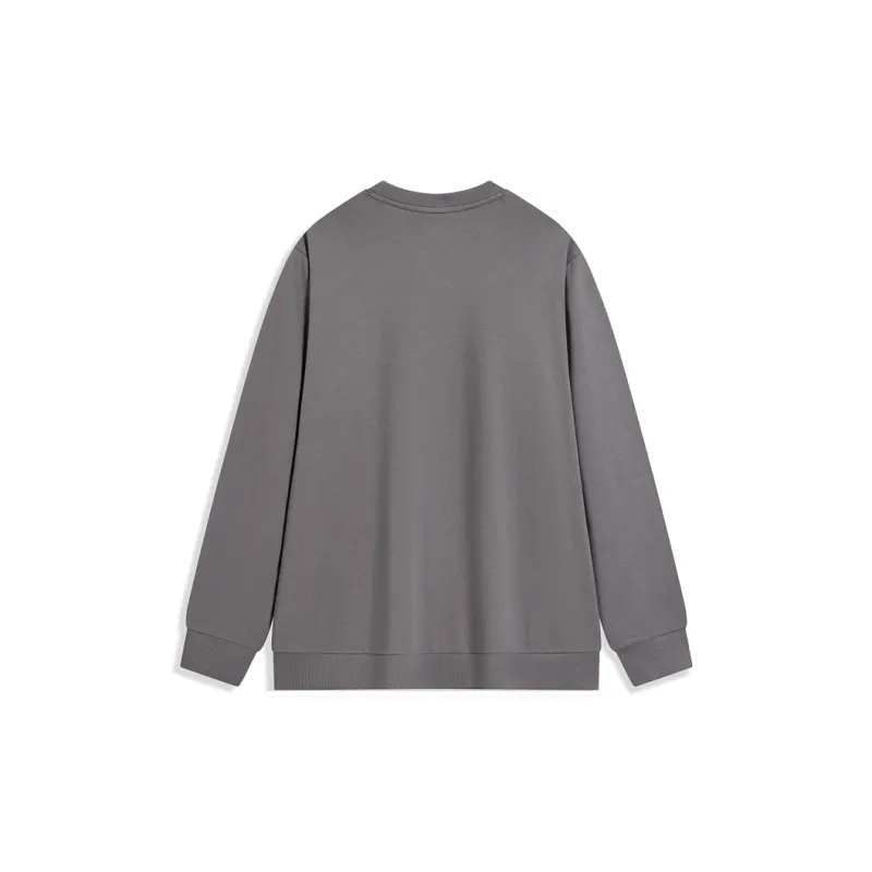 XTEP Versatile Casual Crew Neck Solid Color Sweatshirt Charcoal Grey Men's-1