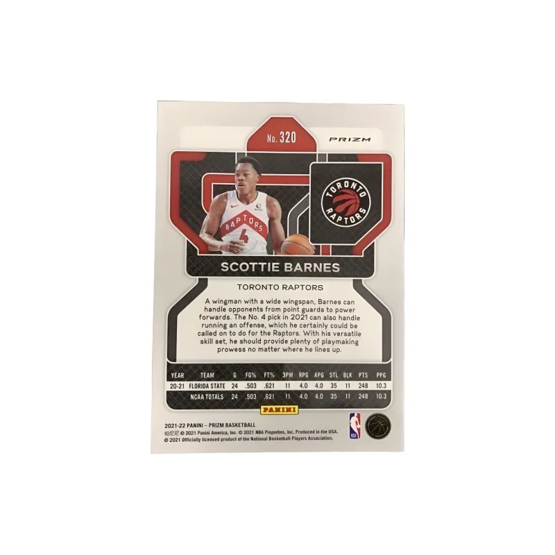 PANINI Scottie Barnes 2021 22 Prizm Raptors Rising Stars RC Red Wave Basketball Card Product Access Sports Cards 1 Pc-1