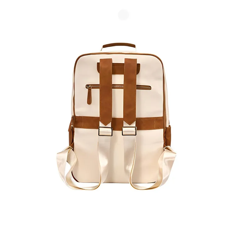 TTaG．baG Leather Backpack Regular Unisex White Brown-3