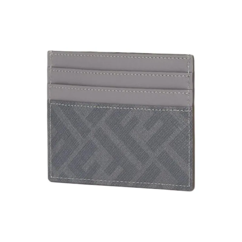 FENDI Calfskin Card Holder Men's Gray-1