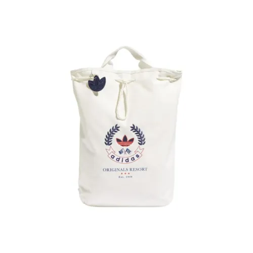 Adidas Originals Recycled Polyester Plain Weave Fabric Backpack Regular Unisex White