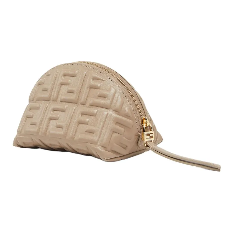 FENDI Nappa Leather Clutch Small Size Women's Gray-1