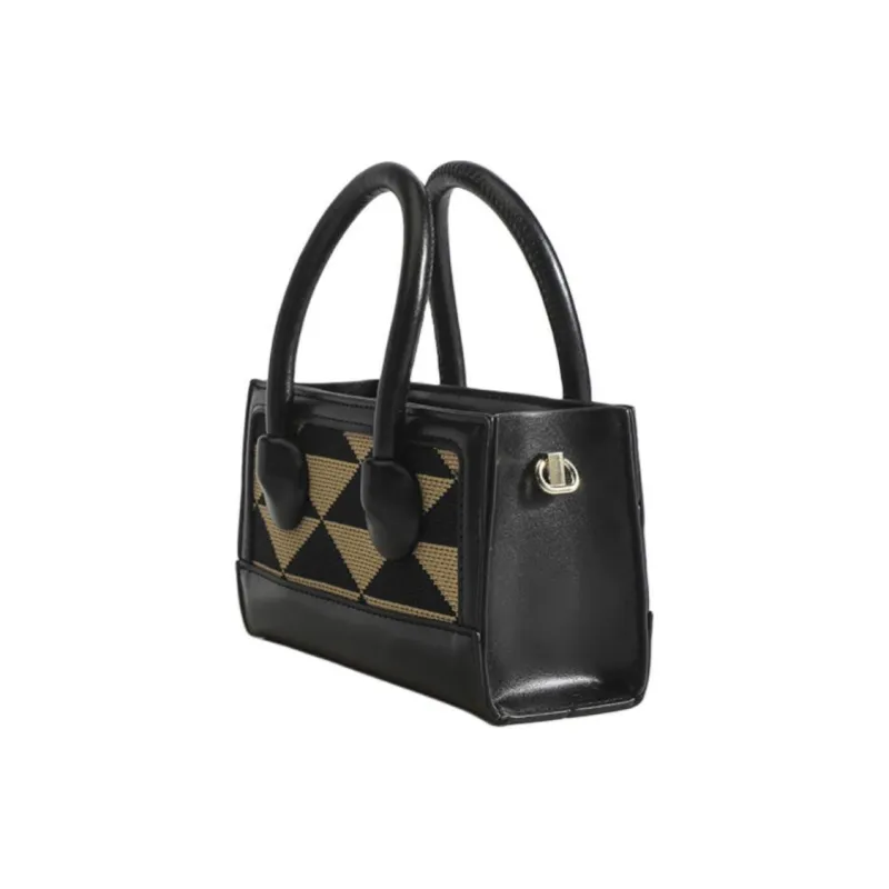 TTaG．baG PU Shoulder Bag Regular Women's Triangular Pattern/Pink Stone Pattern/Black Stone Pattern-6