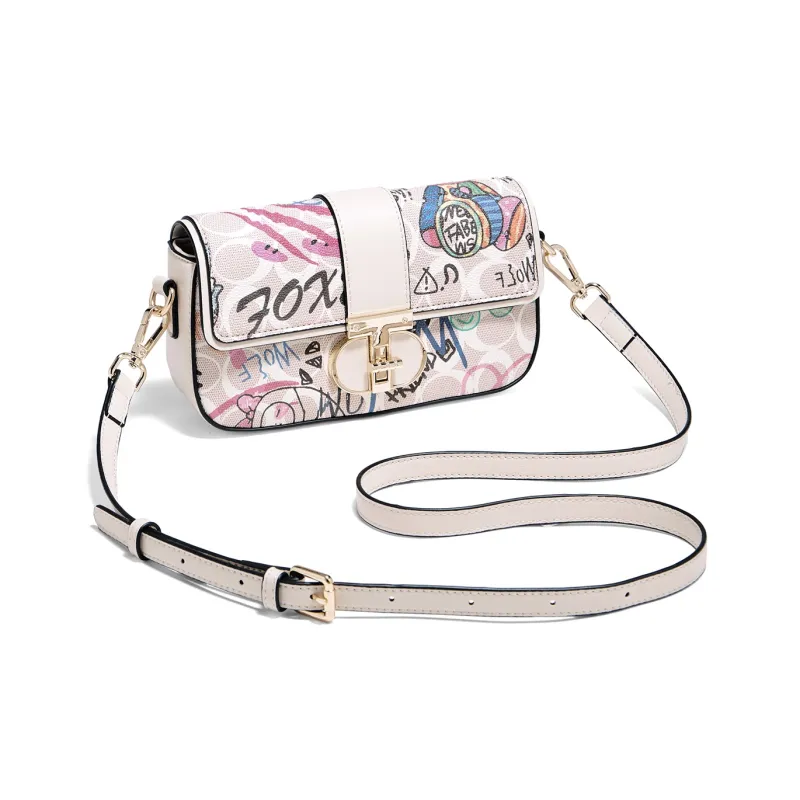 FOXER Synthetic Leather Shoulder Bag Women's Cream White-1
