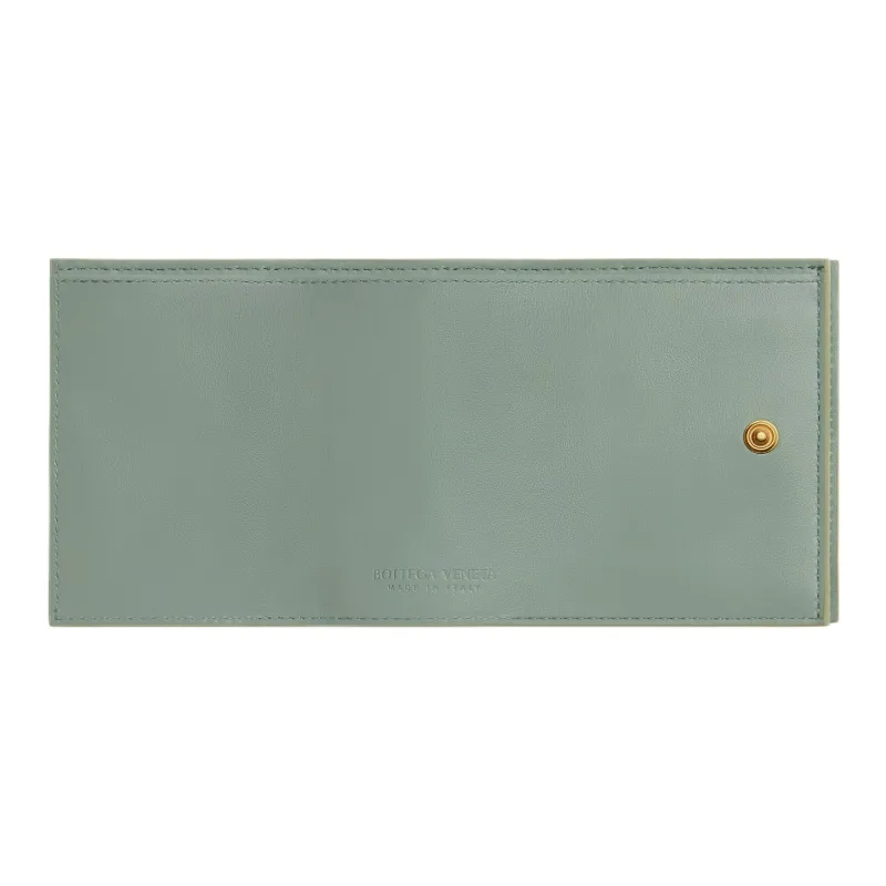 Bottega Veneta Intrecciato Lambskin Wallet Mini Women's Travertine & New Sauge-3