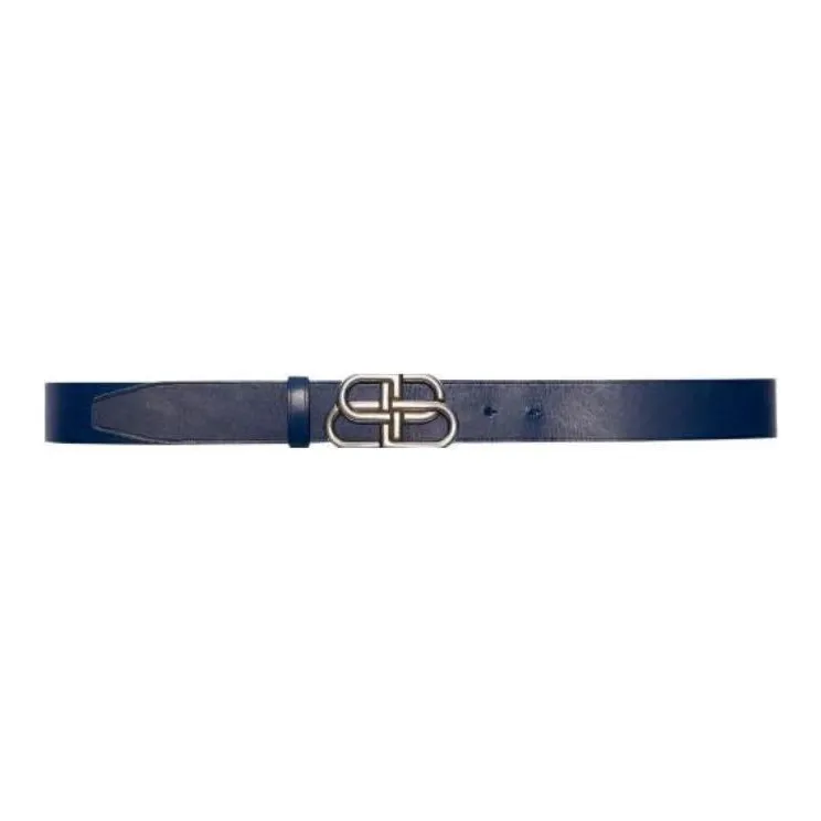 Balenciaga Calfskin Leather Belts Men's Dark Blue Width 3.3cm-1