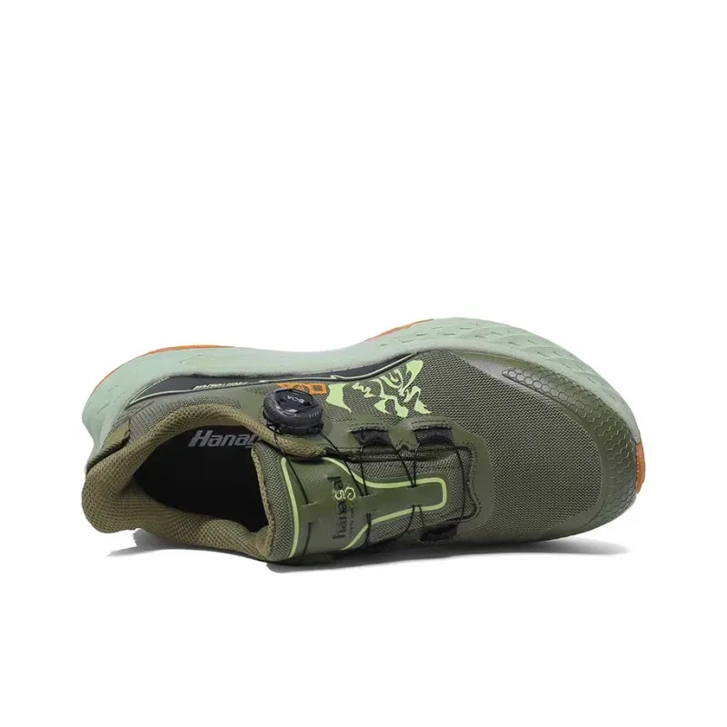 Hungo Flying Swan Cushioned Slip Resistant Breathable Lightweight Height Increasing Low Top Trekking Shoes Unisex Green-3