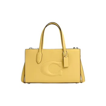 COACH Cow Leather Tote Bag Shopping Bag Handbag Small Size Women's Daisy-Colored