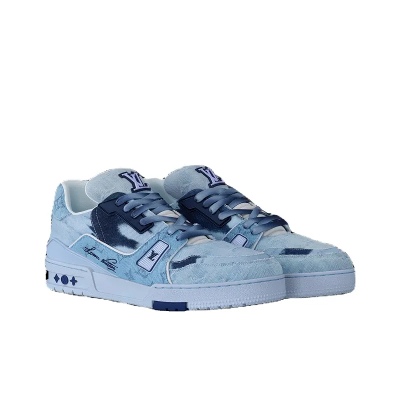 LOUIS VUITTON Trainer Skateboard Shoes Men's Blue-3