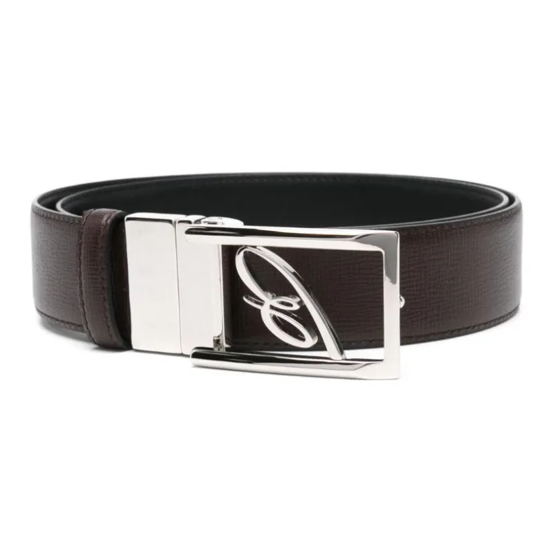 Brioni B logo Buckle Leather Belt-0