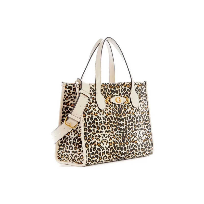 GUESS Canvas With Calfskin Tote Bag Shopping Bag Shoulder Bag Handbag Women's Multicolor-1