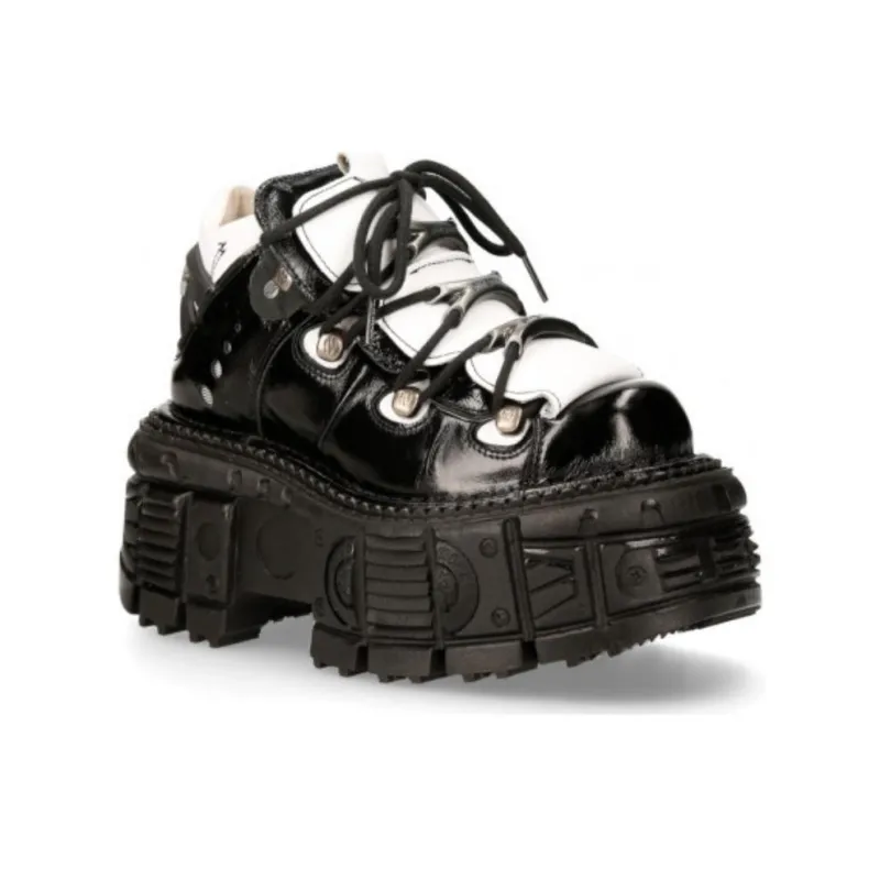 NEW ROCK Low-Top Casual Shoes Unisex Black White-2