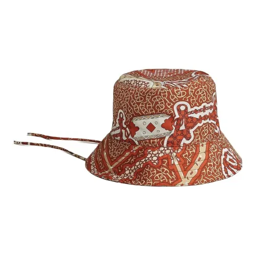 HERMES Silk Bucket Hats Women's Red