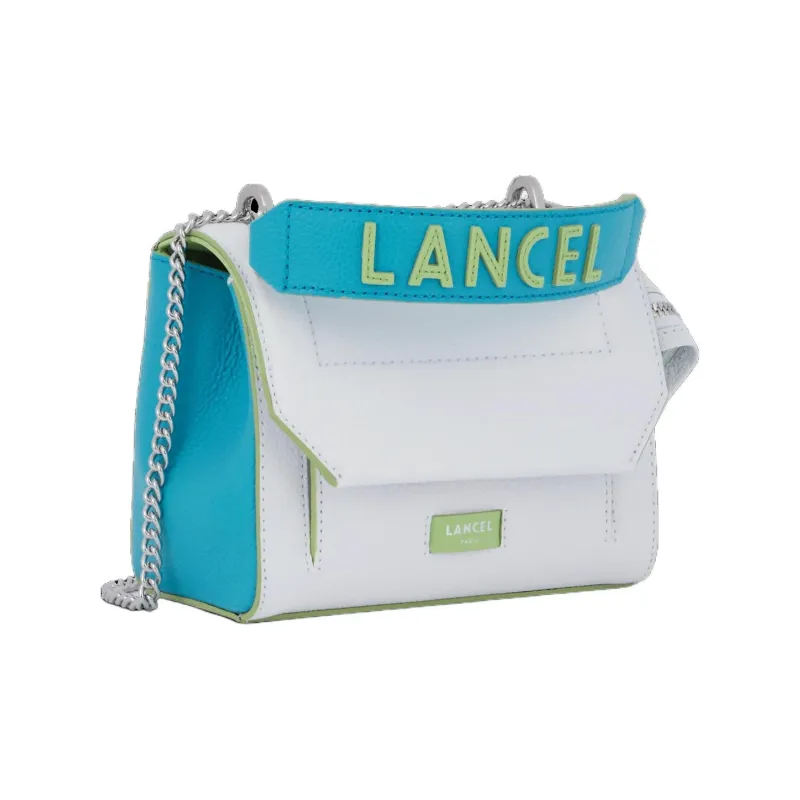 LANCEL Grain Cow Leather Portable Crossbody Bag, Shoulder Bag Trumpets Women's Optical White-1