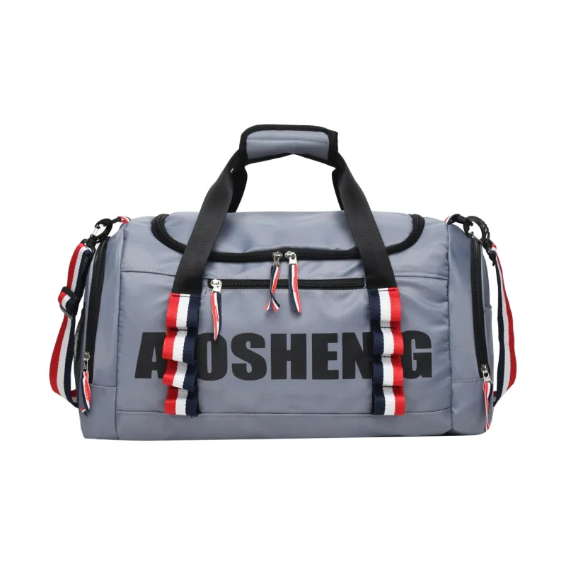 OURFUN Oxford Gym Bag Large Size Unisex Light Gray/Black/Lotus Color/Denim Blue-6