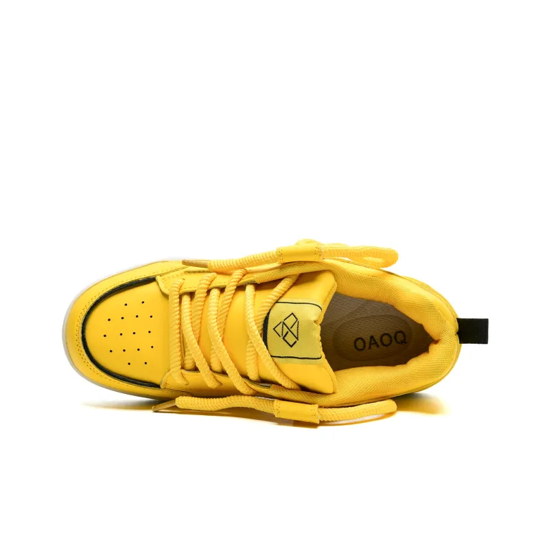OAOQ Wear resistant And Lightweight Low Top Casual Shoes Unisex Yellow Black-6