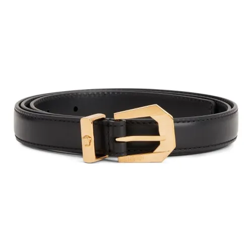 VERSACE Calfskin Leather Belts Womens Red Width 1.3CM