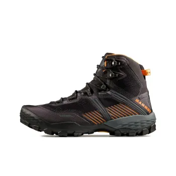MAMMUT Ducan Shock Absorbers Slip Resistant Breathable High Top Hiking Shoes Men's Black Orange