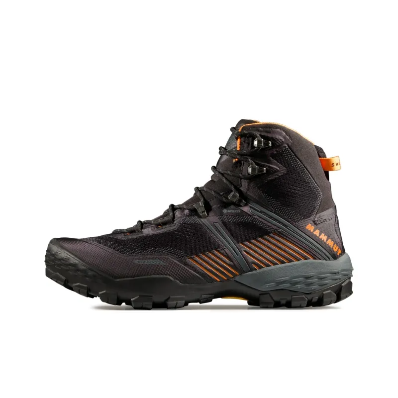 MAMMUT Ducan Shock Absorbers Slip Resistant Breathable High Top Hiking Shoes Men's Black Orange-0