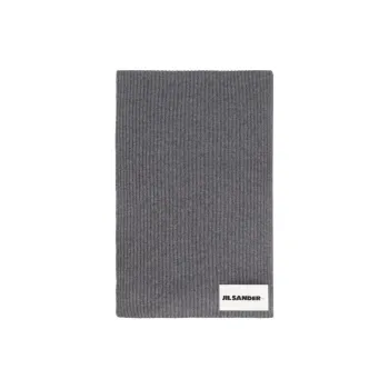 JIL SANDER + Logo Tag Knitted Scarf