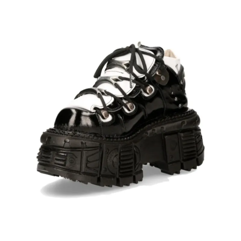 NEW ROCK Low-Top Casual Shoes Unisex Black White-1
