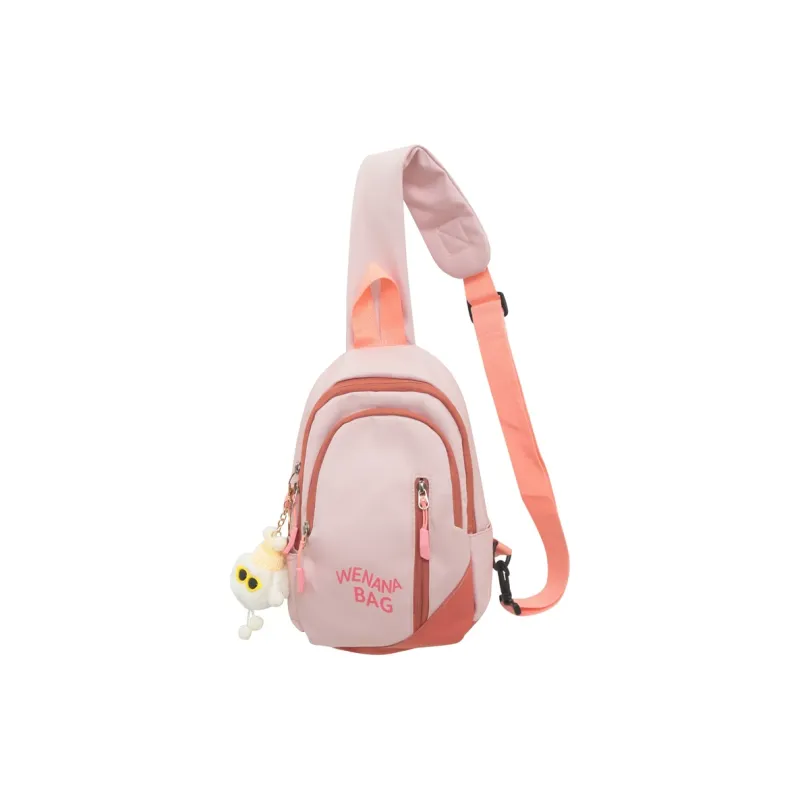 Rainbow Girl Nylon Sling Bag Regular Unisex Black/White Gray/Pink/Gray/White Red-7