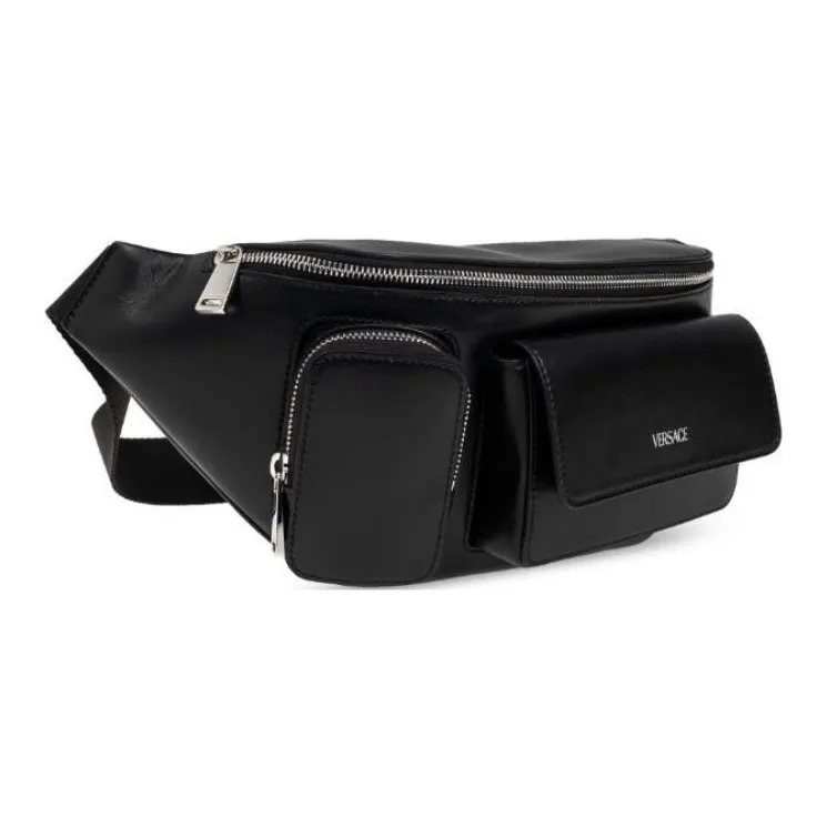 VERSACE Cow Leather Fanny Pack Regular Men's Black-1