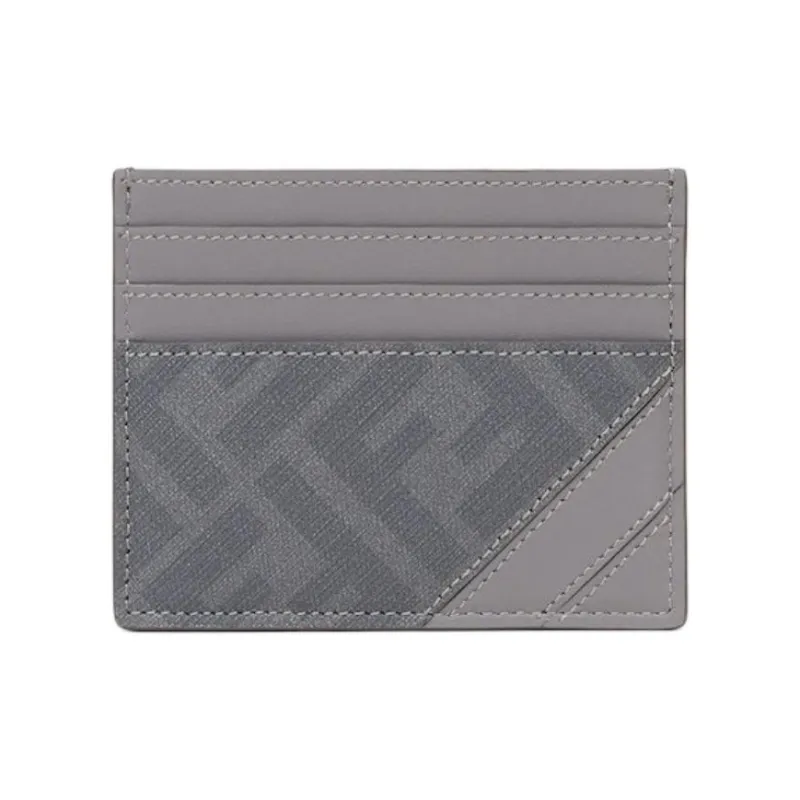 FENDI Calfskin Card Holder Men's Gray-0