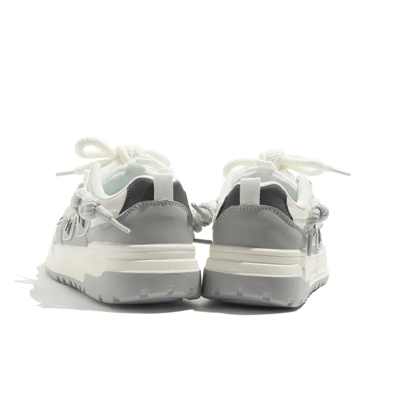 MEAKKEA Wear-resistant And Lightweight Low-Top Skateboard Shoes Women's White Pink-2